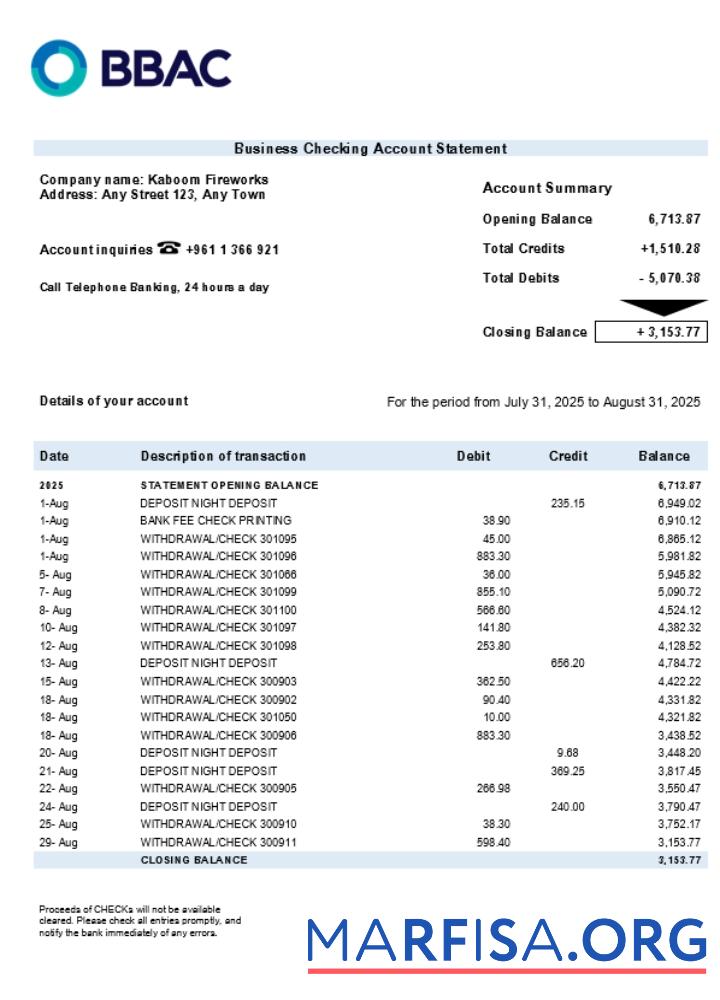 Realistic BBAC firm account statement Word and PDF template (1)